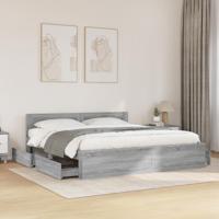 Bedframe met hoofdeinde bewerkt hout grijs sonoma 180x200 cm