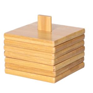 Onderzetters voor glazen - 6x stuks - bruin - bamboe hout - 9 x 9 cm