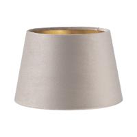 Fluweel - Velvet Lampenkap - Conisch - Grey + goud - Luxe stijl - ø20 x 13 cm - E27 fitting - voor tafellampen - voor woonkamer en eetkamer