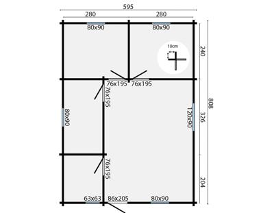 Blokhut - Tuinhuis Malaga | 44 mm | onbehandeld