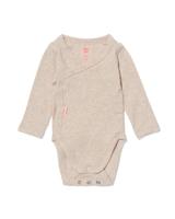 HEMA Newborn meegroei overslagromper bamboe rib zand (zand)