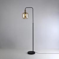 Staande lamp Xirena ambra I - E27-fitting - Bol van amberkleurig glas - Luxe boog - IP20 voor binnen
