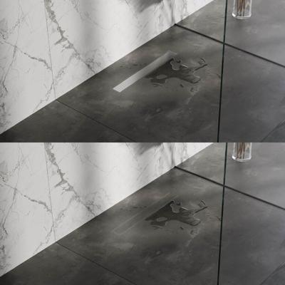 Brauer Douchegoot - 60x7x6.7cm - ondiepe vloerflens - zijuitloop - tegelinlegrooster omkeerbaar - RVS DR-MRF60NG