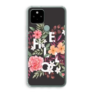 Hello in flowers: Google Pixel 5 Transparant Hoesje