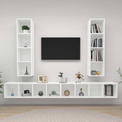 Tv-wandmeubelen 4 st bewerkt hout wit