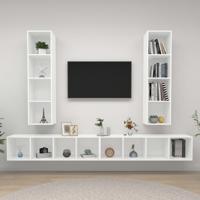 Tv-wandmeubelen 4 st bewerkt hout wit