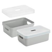 Sunware Opbergbox met transparante deksel - 2x stuks - lichtgrijs - 9 liter - kunststof - 35x25x12