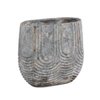 PTMD bloempot rexin ovaal grijs m 30 cm | 2 stuks