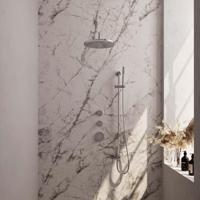 Brauer Chrome Edition Thermostatische Regendoucheset Inbouw - Hoofddouche 30 cm - Gebogen Wandarm - Handdouche Staaf - Doucheslang - Geintegreerde Glijstang - Chroom