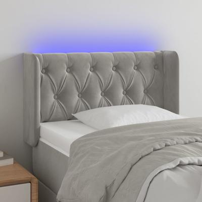 Hoofdbord LED 83x16x78/88 cm fluweel lichtgrijs
