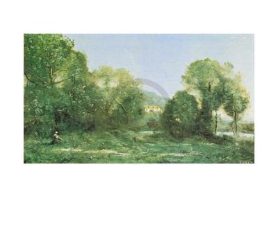 Kunstdruk J.B.C. Corot - Etang à ville d&apos;Avray 30x24cm