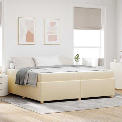 Bedframe met matras met matras Crème 200 x 200 cm Stof