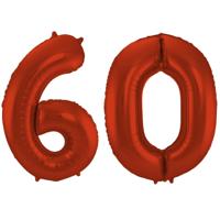 Folat Verjaardag Leeftijd folieballon - 60 jaar - rood - 86 cm - cijferballon groot