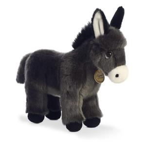 Knuffel Ezel - pluche - dieren knuffels - 28 cm - donker grijs - boerderijdieren