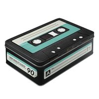 Retro cassette bewaarblik 23 cm