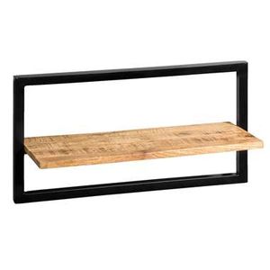 Wandplank Bart - zwart/naturel - 35x65x25 cm - Leen Bakker