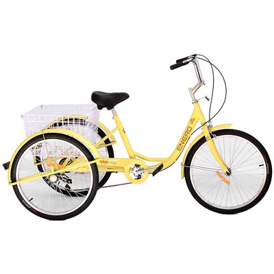 Viking Choice  3-wieler fiets geel - revalidatie fiets - dubbele handrem en mand
