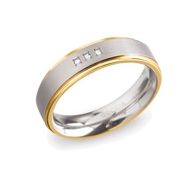 Boccia 0134-0457 Ring Titanium Diamant Zilverkleurig Maat 57
