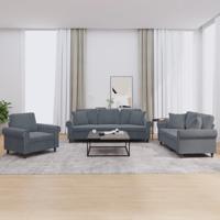 3-delige Loungeset met kussens fluweel donkergrijs