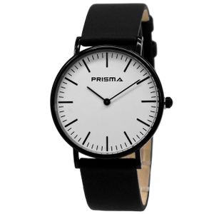 Prisma Herenhorloge P.1622.116G Lederen band Edelstaal