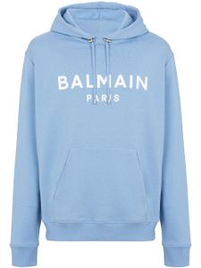 Balmain hoodie à logo imprimé - Bleu