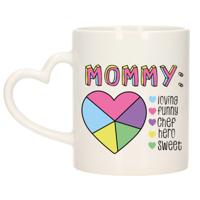 Cadeau koffie/thee mok voor Mama - hartjes oor - lieve woorden - keramiek - 300 ml