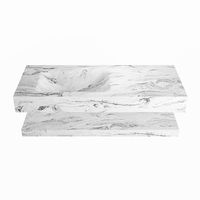MONDIAZ ALAN-DLUX 110cm planchet Glace. Vrijhangende wastafel CLOUD links 1 kraangat, kleur Glace.