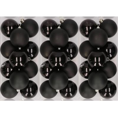 Decoris kerstballen - 36x st - zwart - 6 cm - kunststof - mat/glans - kerstversiering