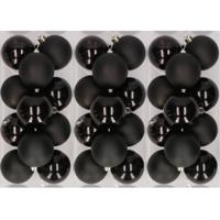 Decoris kerstballen - 36x st - zwart - 6 cm - kunststof - mat/glans - kerstversiering