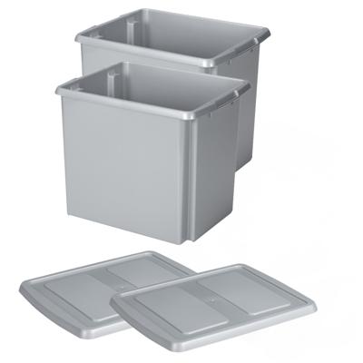 Sunware 2x opslagboxen - kunststof - 45 liter - lichtgrijs - 45 x 36 x 36 cm - met deksel - kisten Sunware 2x opslagboxen - kunststof - 45 liter - lichtgrijs - 45 x 36 x 36 cm - met deksel - kisten