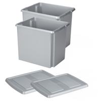 Sunware 2x opslagboxen - kunststof - 45 liter - lichtgrijs - 45 x 36 x 36 cm - met deksel - kisten