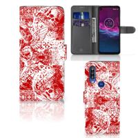 Telefoonhoesje met Naam Motorola One Action Angel Skull Rood