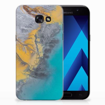 Samsung Galaxy A5 2017 | TPU | Siliconen hoesje | Marble Blue Gold