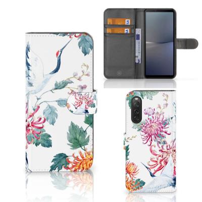 Sony Xperia 10 V | Telefoonhoesje | Met pasjeshouder | Bird Flowers