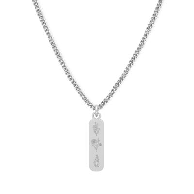 Gepersonaliseerde bloementuin ketting - Stainless steel - Zilver - 3 geboortebloemen