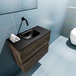 Mondiaz Ada 60cm toiletmeubel dark brown met wastafel urban midden zonder kraangat