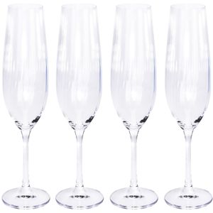 4x Champagneglazen/flutes 26 cl/260 ml van kristalglas