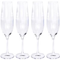 4x Champagneglazen/flutes 26 cl/260 ml van kristalglas - thumbnail