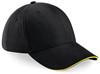 Beechfield CB20 Athleisure 6 Panel Cap - Black/Yellow - One Size