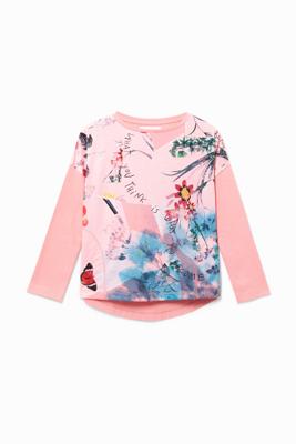 Oversized T-shirt met bloemen - RED - 7/8 Oversized T-shirt met bloemen - RED - 7/8