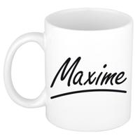 Maxime Naam koffiemok - beker - met sierlijke letters - wit - 300 ml - Cadeau - Dames