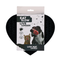 Eat Slow Live Longer Lick Mat Lovely Heart Grijs