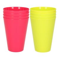 24x stuks onbreekbare kunststof drinkglazen 430 ML in het groen en roze - Drinkbekers - thumbnail