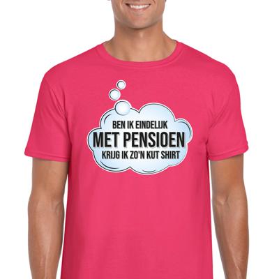 Cadeau T-shirt voor heren - eindelijk met pensioen - roze - VUT