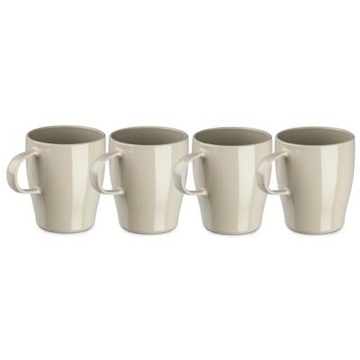 Plasticforte Bekers - 4x stuks - kunststof - beige - 300 ml - onbreekbare mokken - camping - kind