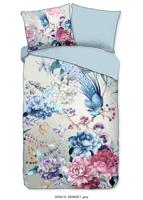 Descanso Dekbedovertrek "bloemen" - Grijs - (140x200/220 cm) - Biologisch Katoen satijn