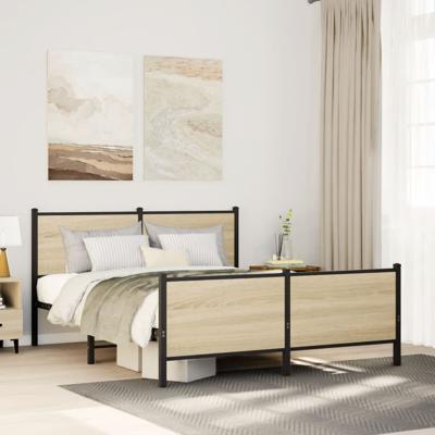Bedframe zonder matras metaal sonoma eikenkleurig 140x190 cm