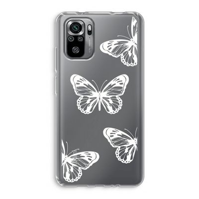 White butterfly: Xiaomi Redmi Note 10S Transparant Hoesje