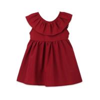 Zomer meisjes katoen mouwloos Backless Bow-Knot geplooide jurk Kid grootte: 110cm (wijn rood)
