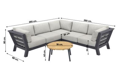 4SO Meteoro/Mindo hoekbank loungeset - 4-delig